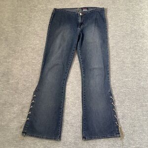 Vintage Bubblegum Flare Jeans with Lace-Up Detail Sz. Jr. 11